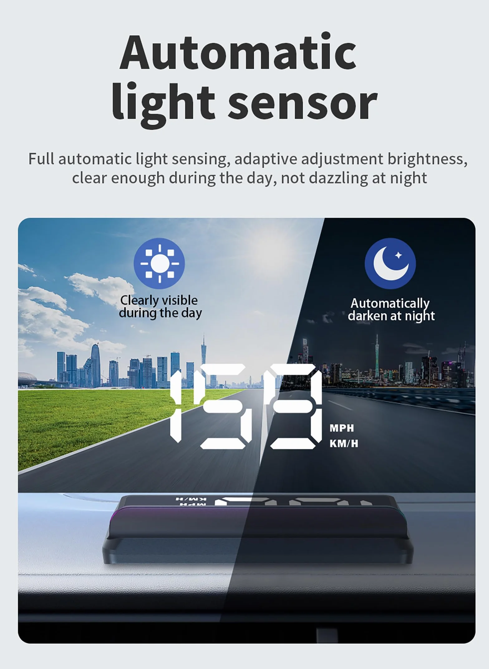 ELLENNE HUD Pantalla Holográfica Parabrisas GPS Velocidad Velocímetro W2 | HUD Head-Up Display con proyección holográfica en el parabrisas – GPS Display Velocímetro digital con aviso de velocidad W2