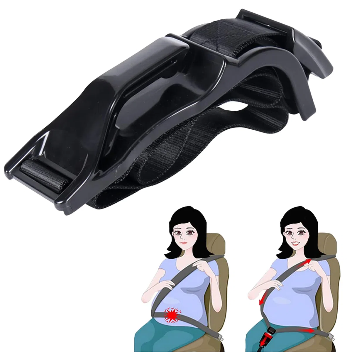 Cinturón Embarazada para Coche, Cinturón de Seguridad Ajustable para Embarazadas, Protege a tu bebé, Evitando el Riesgo de Aborto en el coche (Negro)