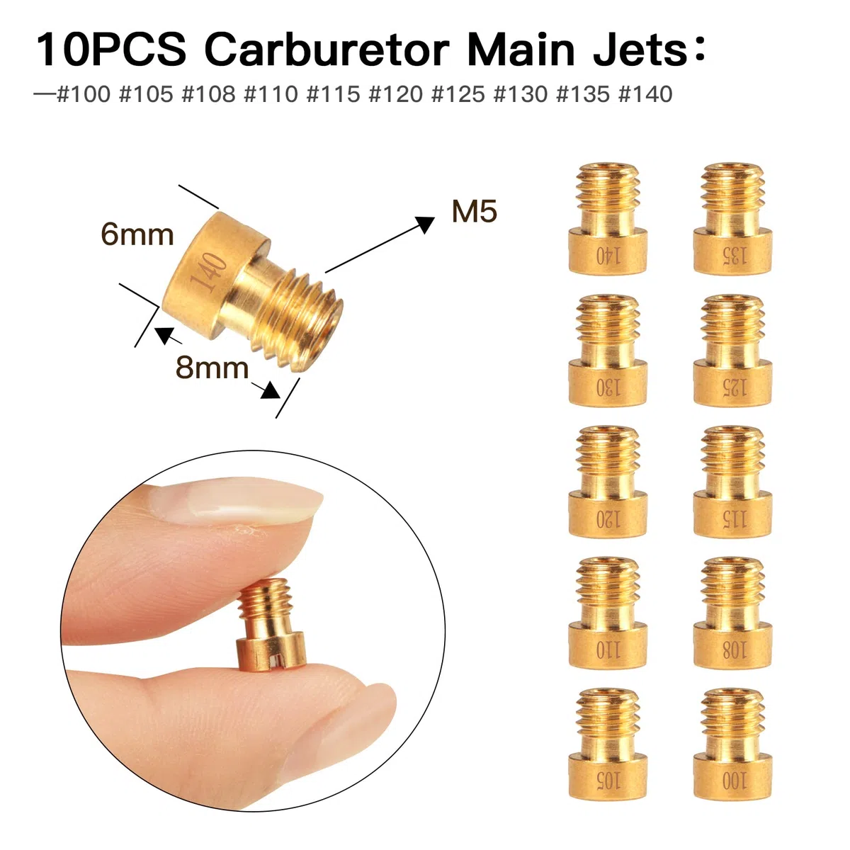 Kit de 40 piezas de chorro principal de chorro de piloto lento para PWK Keihin OKO CVK Crab, reemplaza #SCL-2018090002-ZH-T-01/02 SCL-2018090001/03-ZH-T-01