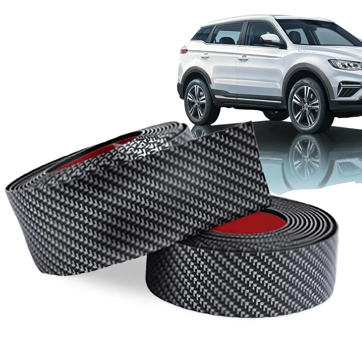 2 Pcs Guardabarros de Rueda de Coche, Tira de Paso de Rueda Universal, Bengalas de Guardabarros, Guardabarros de Extensión del Paso de Rueda, Ampliación del Guardabarros(1.5 m, Fibra de carbono