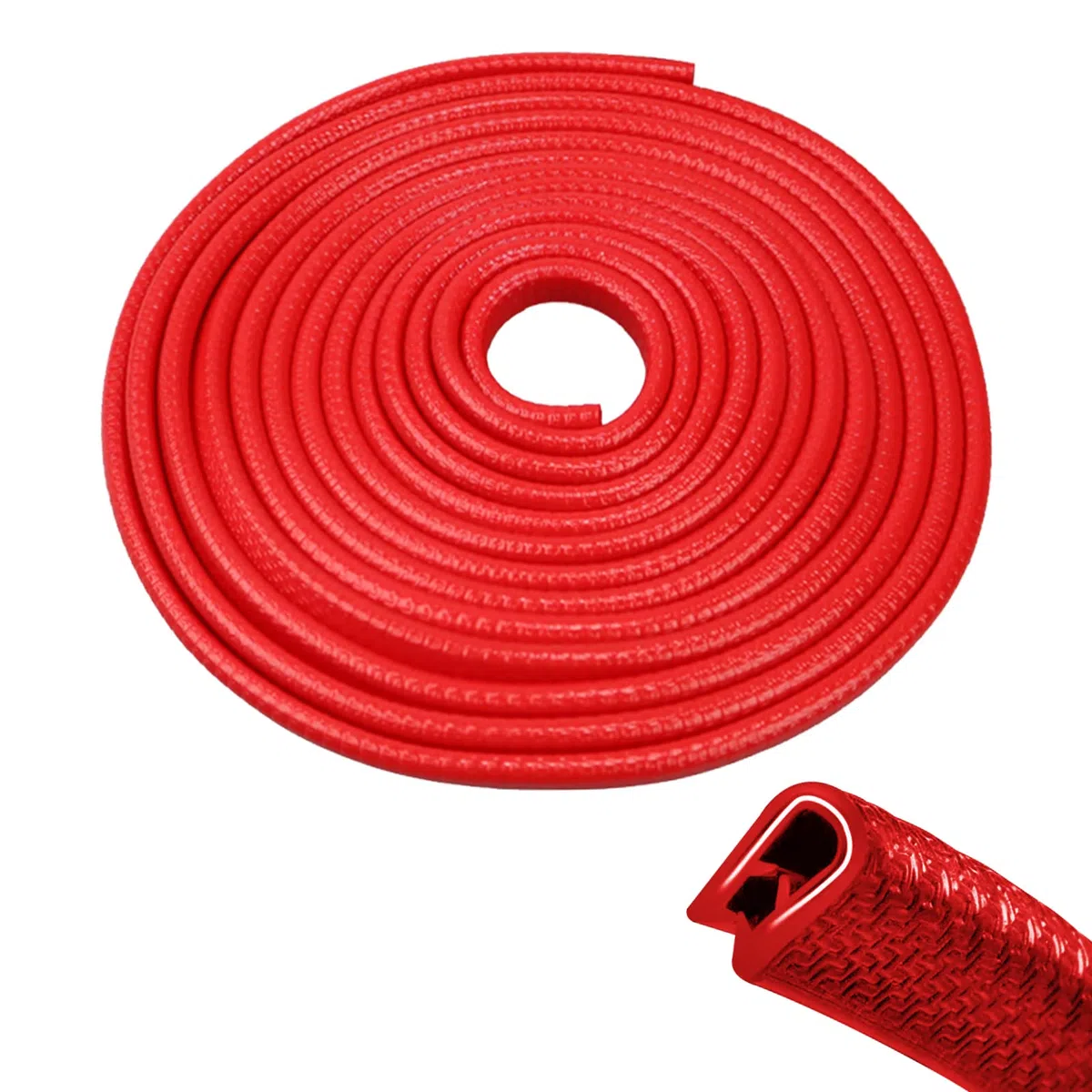 EFUTURETIME 12 m Protección de Bordes para Puerta de Coche, Perfil Protector de Borde de Goma y Metal, Protección de Bordes en Forma de U, para la Mayoría de Los Coches, Rojo