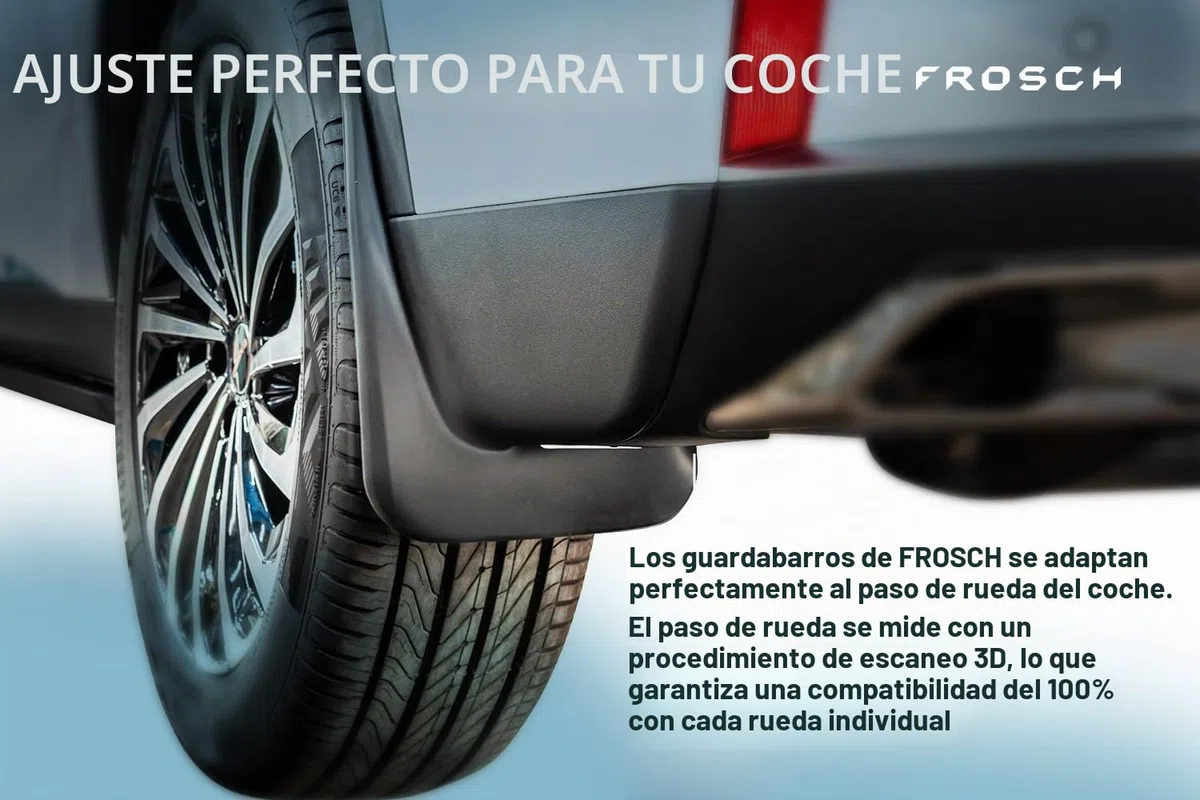 FROSCH EXP.SGFJK001 FROSCH Guardabarros de coche a Medida, aletas guardabarros, aletas de barro de coche, 2 piezas con kit de fijación delantero/trasero Negro