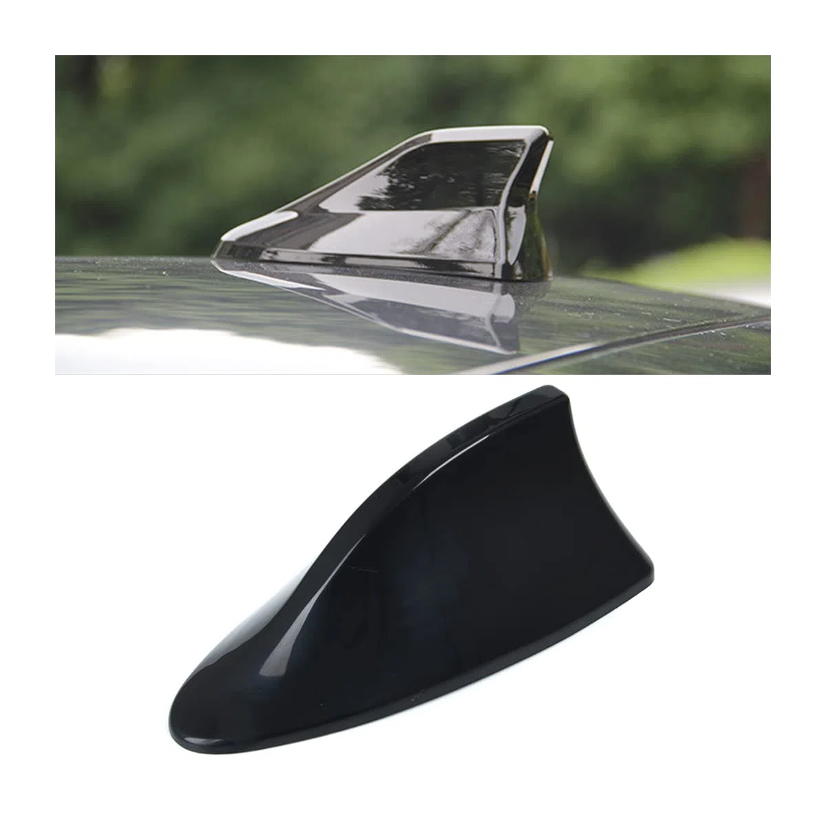 CGEAMDY Cubierta De Antena Coche, Aleta De Tiburón, Señal Radio FM Aérea con Base Adhesiva para Techo Superior de La Mayoría SUV, Camión y Furgoneta (Negro)