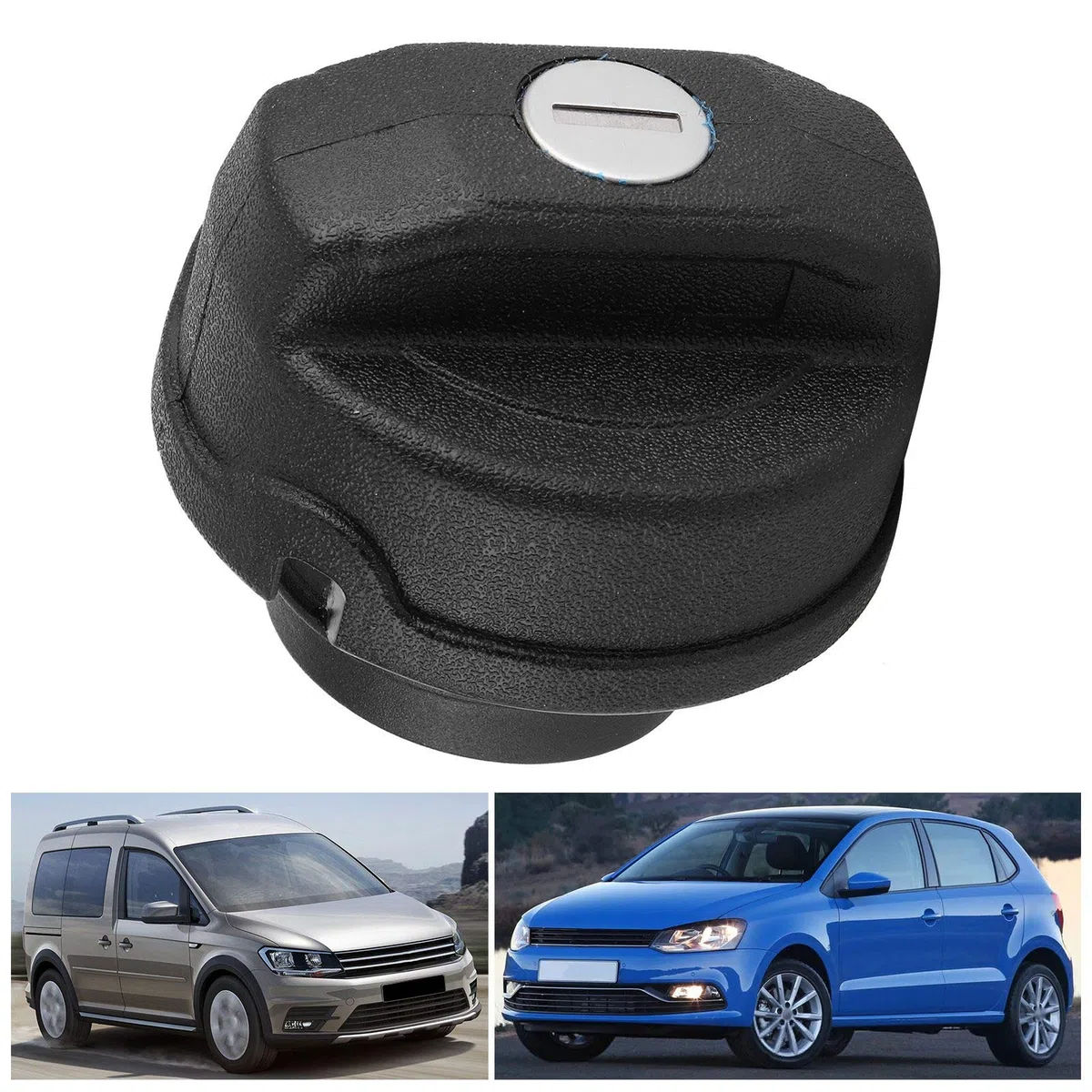Tapa del tanque de combustible, tapa de llenado del tanque de combustible Tapa de bloqueo de gasolina ABS negra para/Caddy con 2 llaves