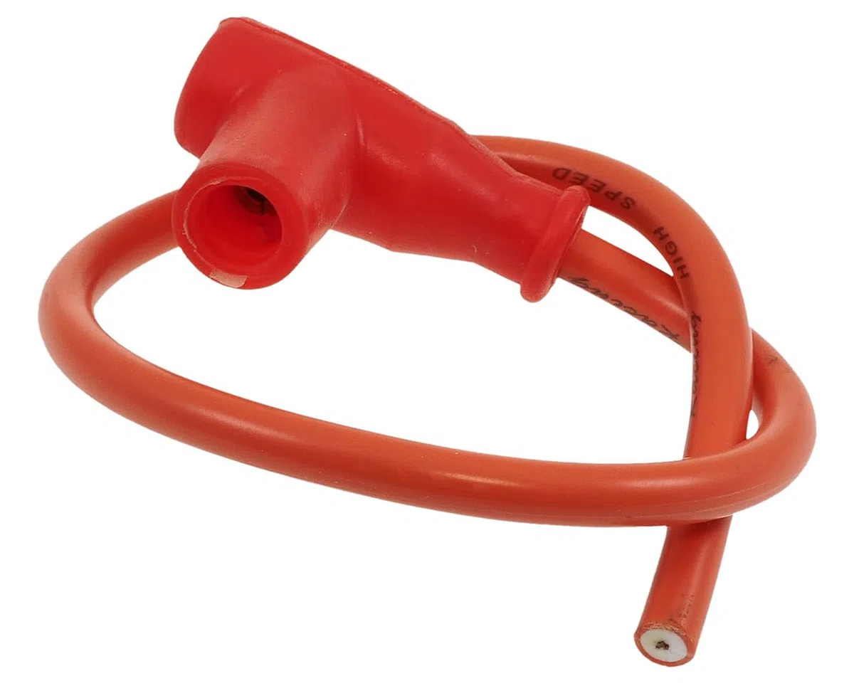 2EXTREME cable de encendido Racing con pipa roja 32 cm – cable de bujía de silicona resistente al calor – universal para scooter 50 ccm, ciclomotor, moto
