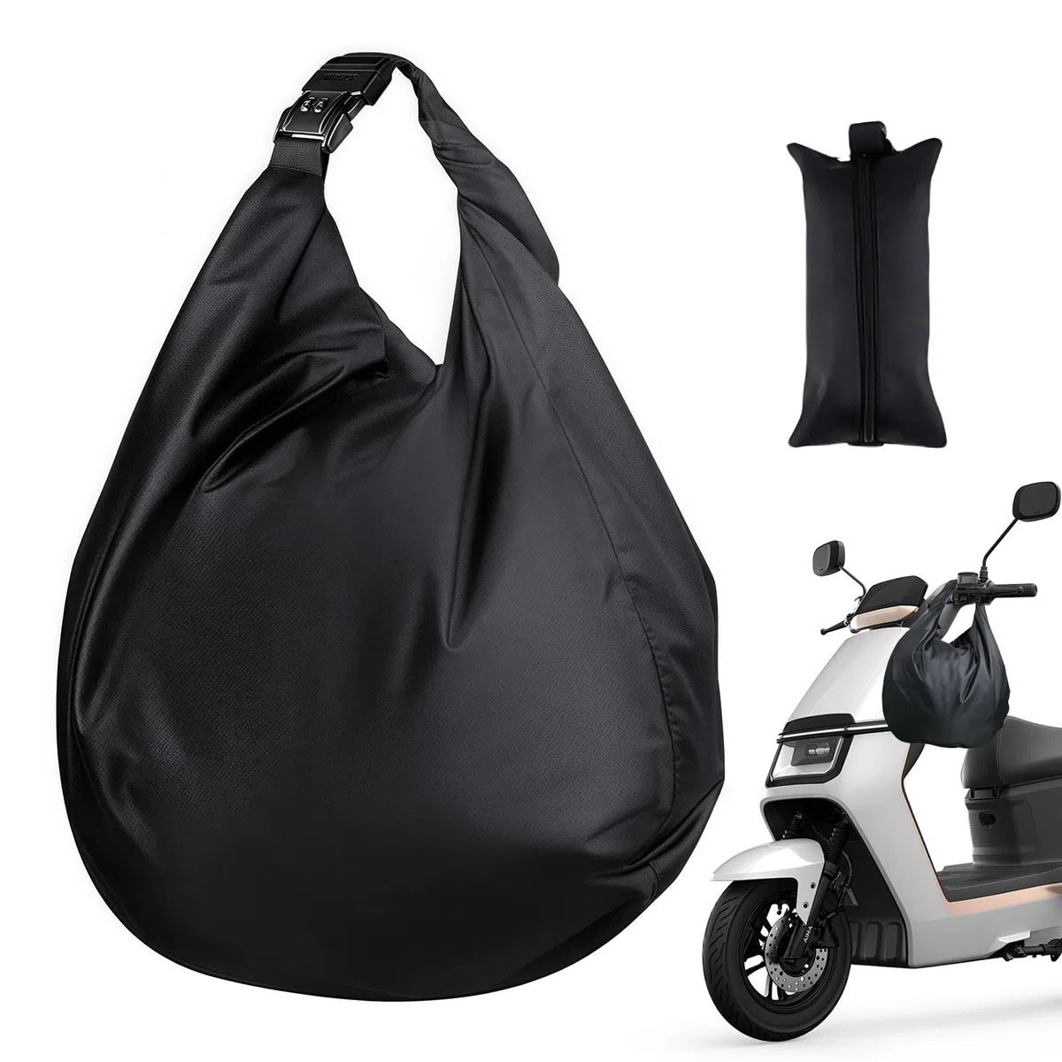 PORFOYO Bolsa para casco de moto, 30 L, con cerradura, grande, impermeable, con candado antirrobo, bolsa de almacenamiento para casco portátil, para la mayoría de cascos de moto
