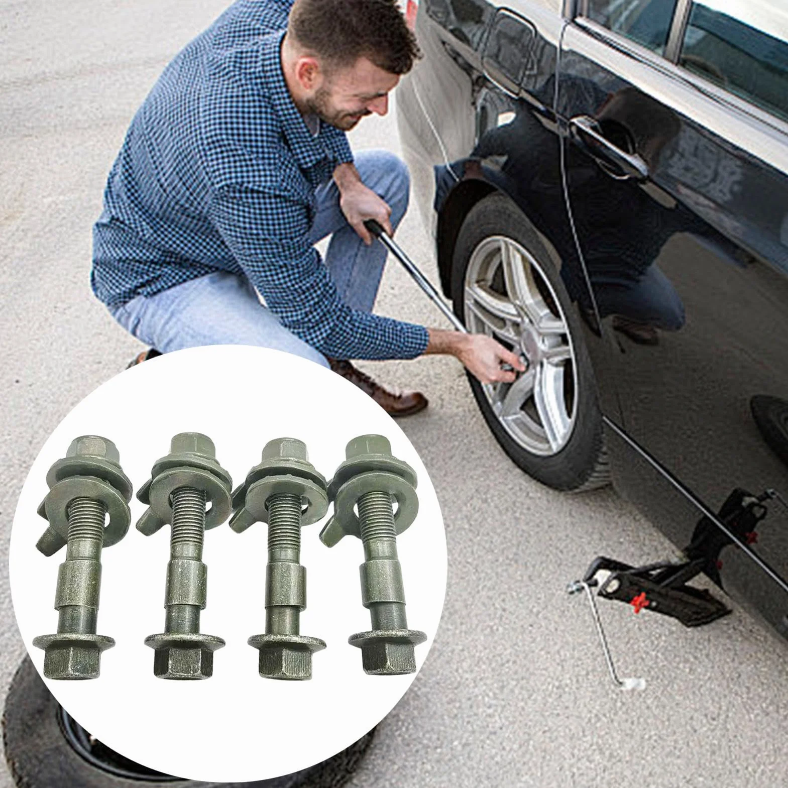 Kit de alineación de ruedas,Pernos de inclinación de ruedas | Tornillo excéntrico de posicionamiento de neumáticos de coche - 4X Tornillos de Camber de Rueda Tornillo Excéntrico de Camber, Kit de Pern