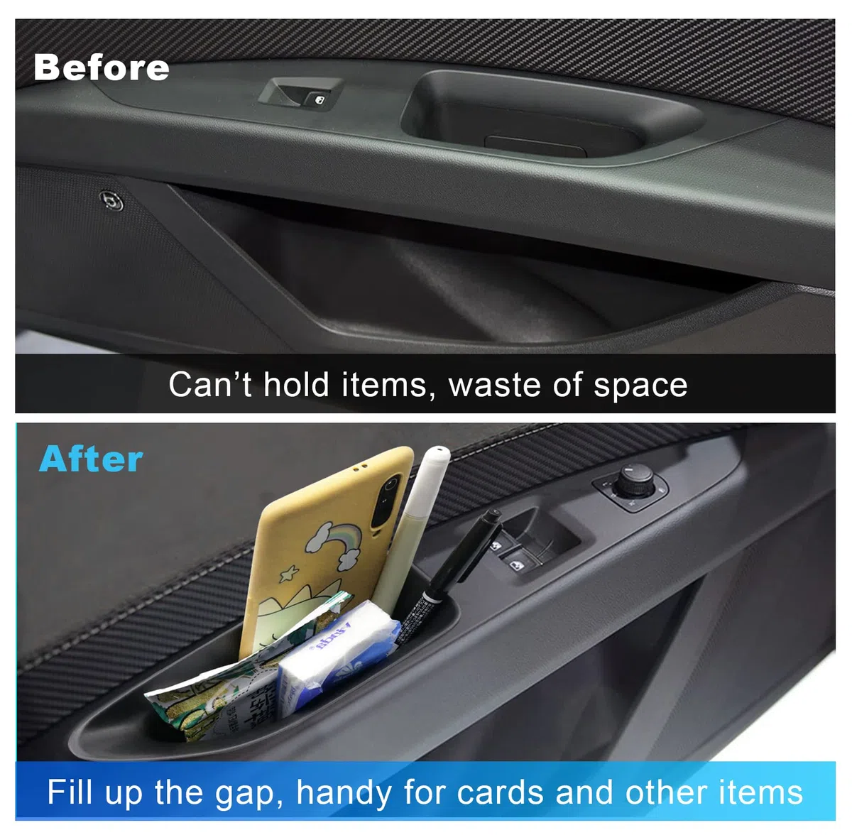 CDEFG [2 Unidades] Seat Leon 5F MK3 2013-2019 Caja de Almacenamiento, Marco Interior de la Puerta, Organizador para el Interior del Coche (Blanco)