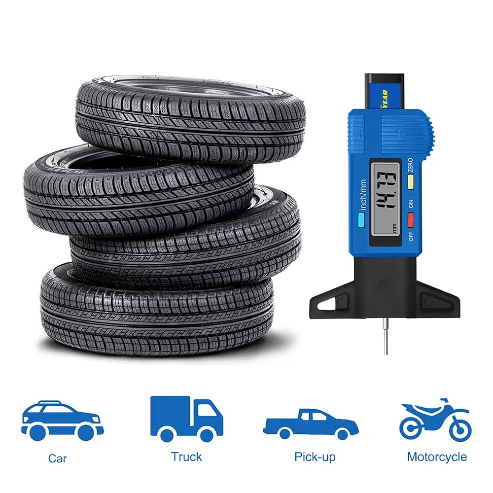 Goodyear Medidor digital de profundidad de la banda de rodadura de neumáticos, compatible con MOT