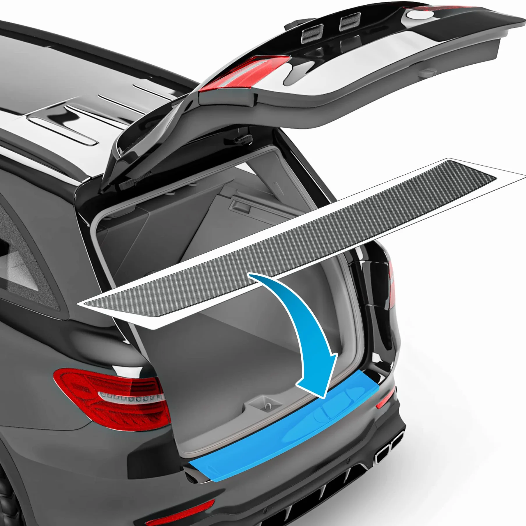 uProtect Película Protectora Maletero Juego Completo Compatible con Skoda Kodiaq 2 (II) PS7 I 2023-2026 - Protección Parachoques contra Rasguños, Pintura - Carbono