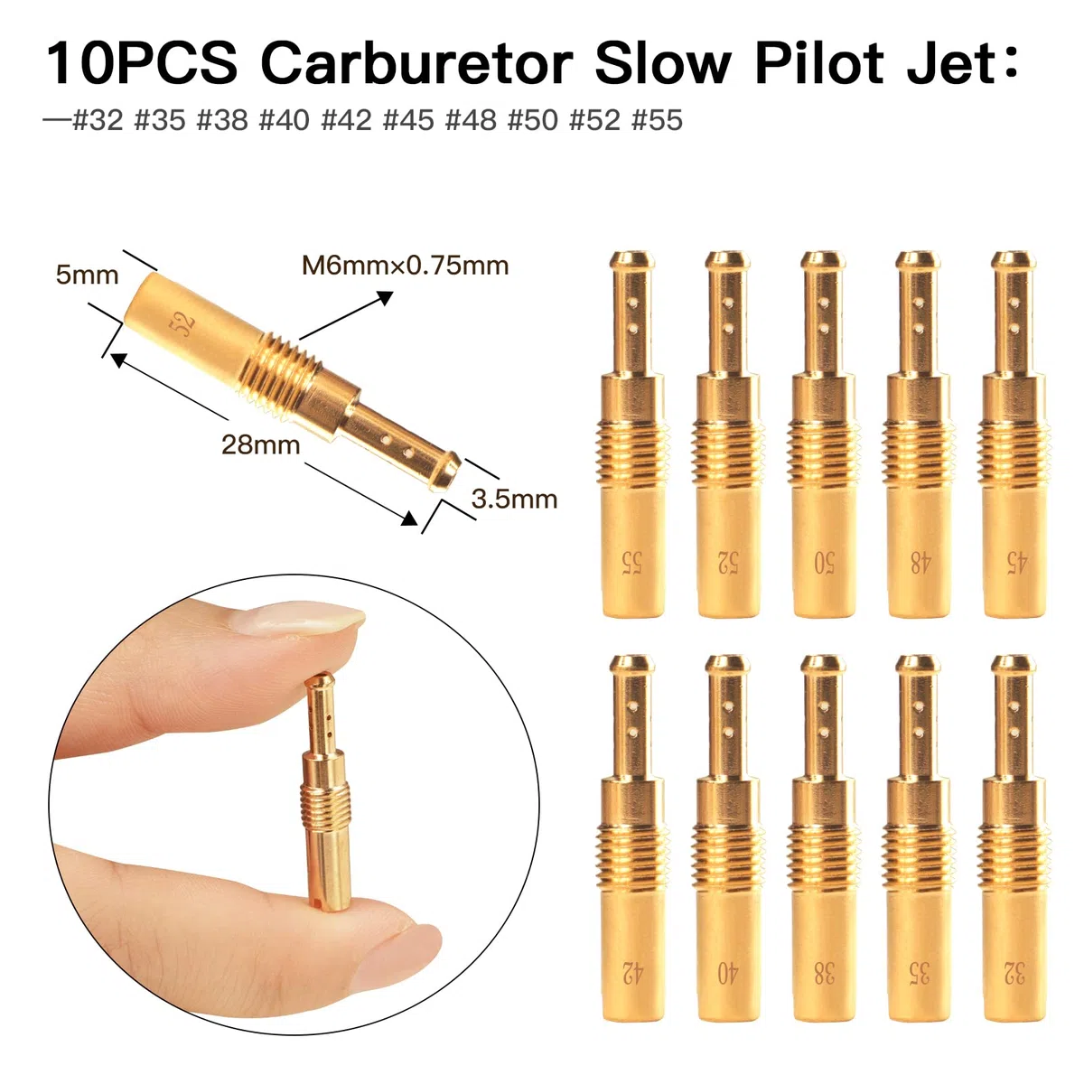 Kit de 40 piezas de chorro principal de chorro de piloto lento para PWK Keihin OKO CVK Crab, reemplaza #SCL-2018090002-ZH-T-01/02 SCL-2018090001/03-ZH-T-01