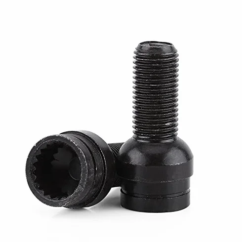 Fydun 4 piezas M14*1,5 mm Tornillos antirribo de acero y tuercas de seguridad con llave Tornillo de rueda de acero Tornillos Seguridad Coche