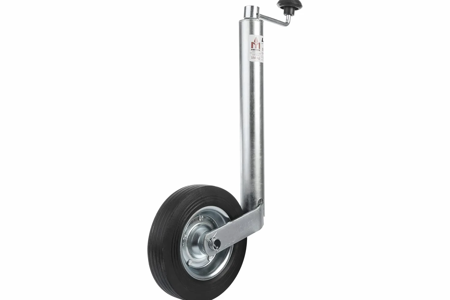 UNITRAILER Rueda Jockey para Remolque 150 kg 48 mm 505-730 mm, Rueda de Apoyo con Rueda Maciza 200x50, manivela con cojinete de Empuje, para Caravana, Remolque y Plataforma