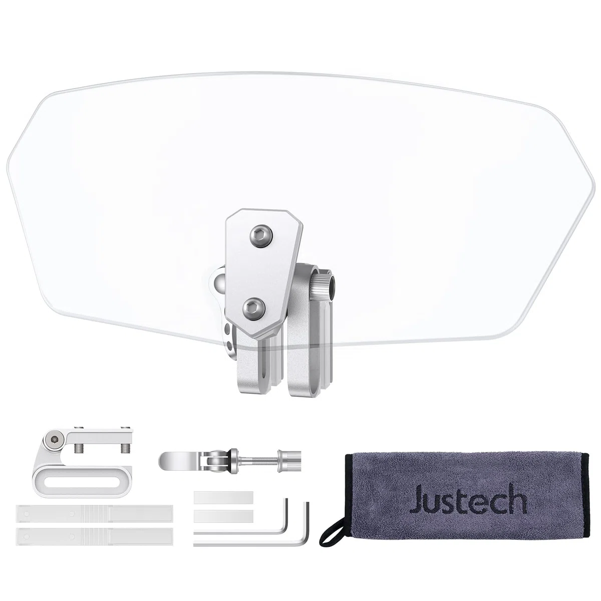 Justech Parabrisas Universal de la Motocicleta Deflector de Viento Ajustable para Motos Durable - Color Transparente