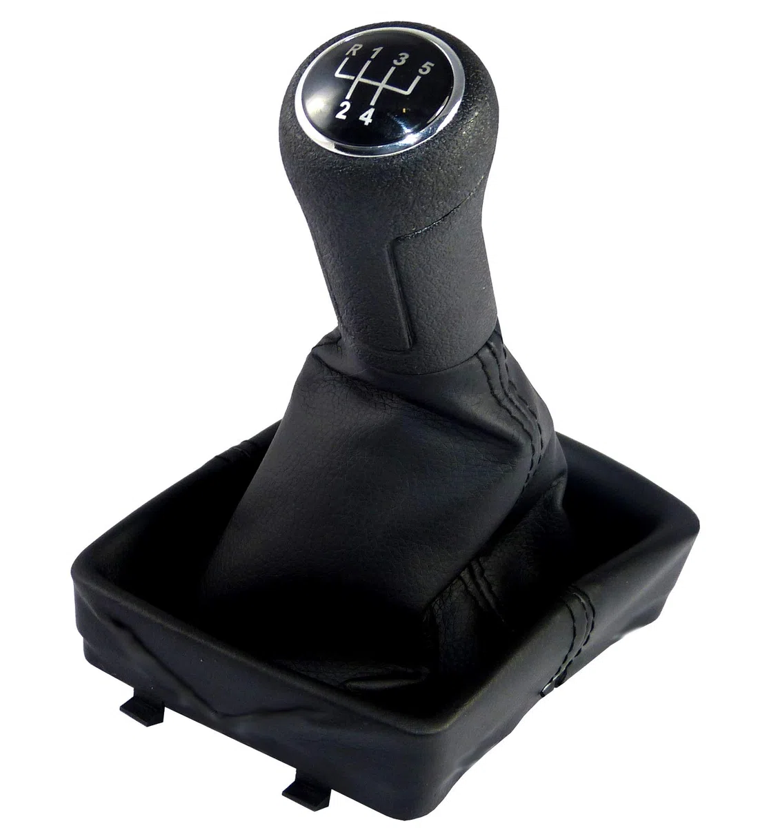 Pomo palanca de cambios y Funda palanca de cambios para VW Polo 4 9N 2001-2009 - 5 velocidades marchas - con Marco - negro - para transmisión manual - fuelle palanca de cambios - (A255)