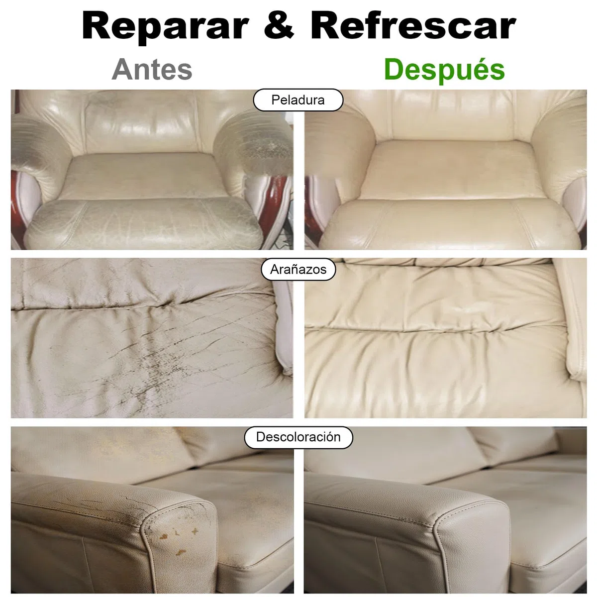 250g Beige Kit de Reparación para Cuero,Cuero Liquido Reparador,Pintura para Cuero para Reparar el Desgaste y Las Marcas en Sofás, Muebles de Vinilo, Asientos de Automóvil y Zapatos de Cuero