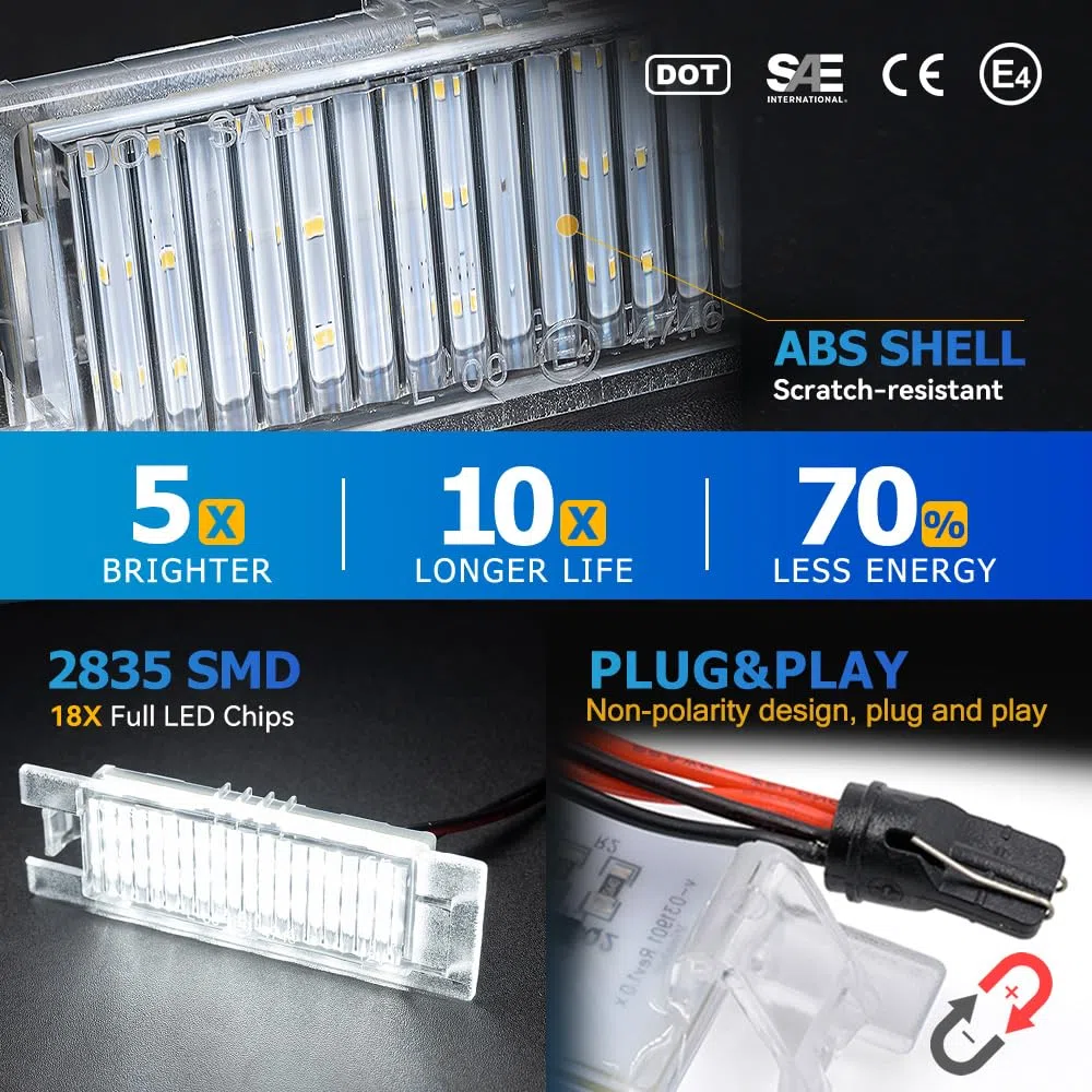 Luces LED para placa de matrícula compatibles con Fiat Punto Bravo Grande Punto Evo Canbus, lámparas de registro de etiqueta trasera Led blancas sin errores