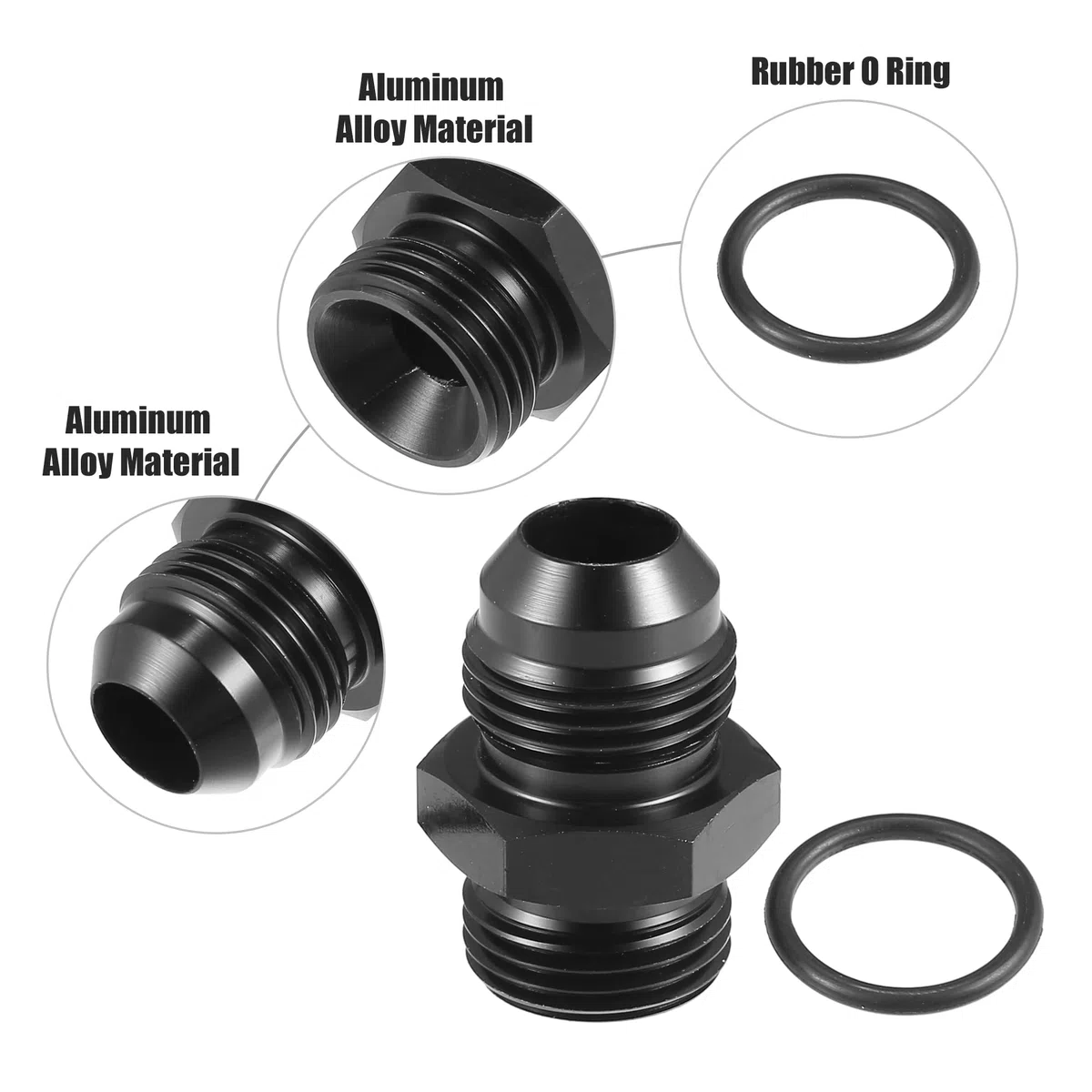 A ABSOPRO AN8 a AN8 Combustible Raíl Adaptador Conector Racor Negro - 4 Uds