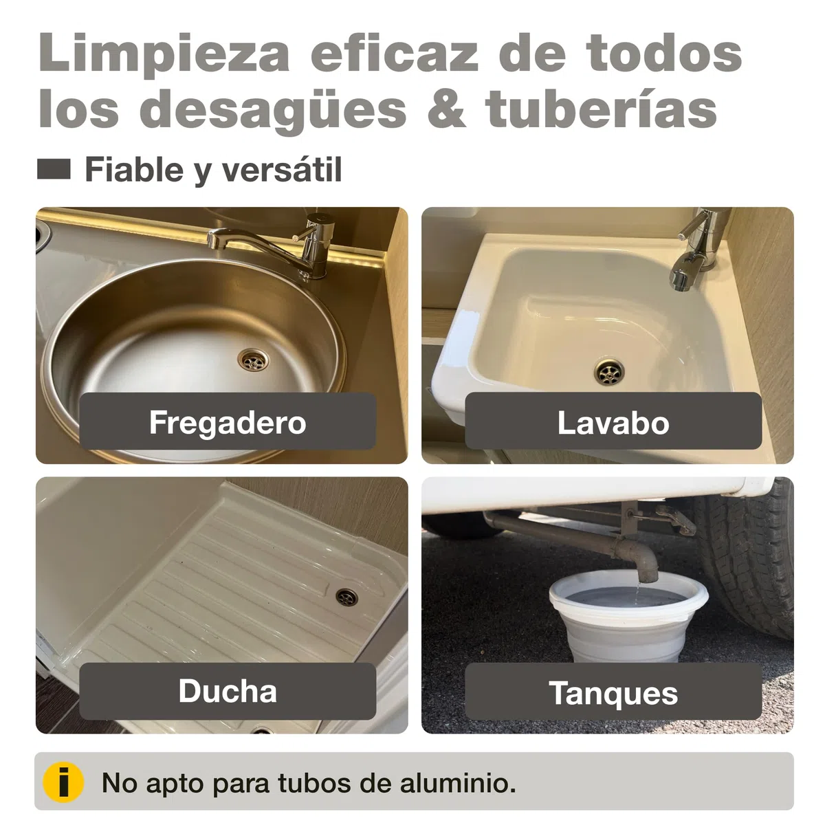 Bio-Chem - Aditivo para depósitos de Aguas Grises de 1L - Aditivo para depósitos de Agua de Furgonetas Camper, WC caravanas - Agente Limpiador para depósitos de Agua
