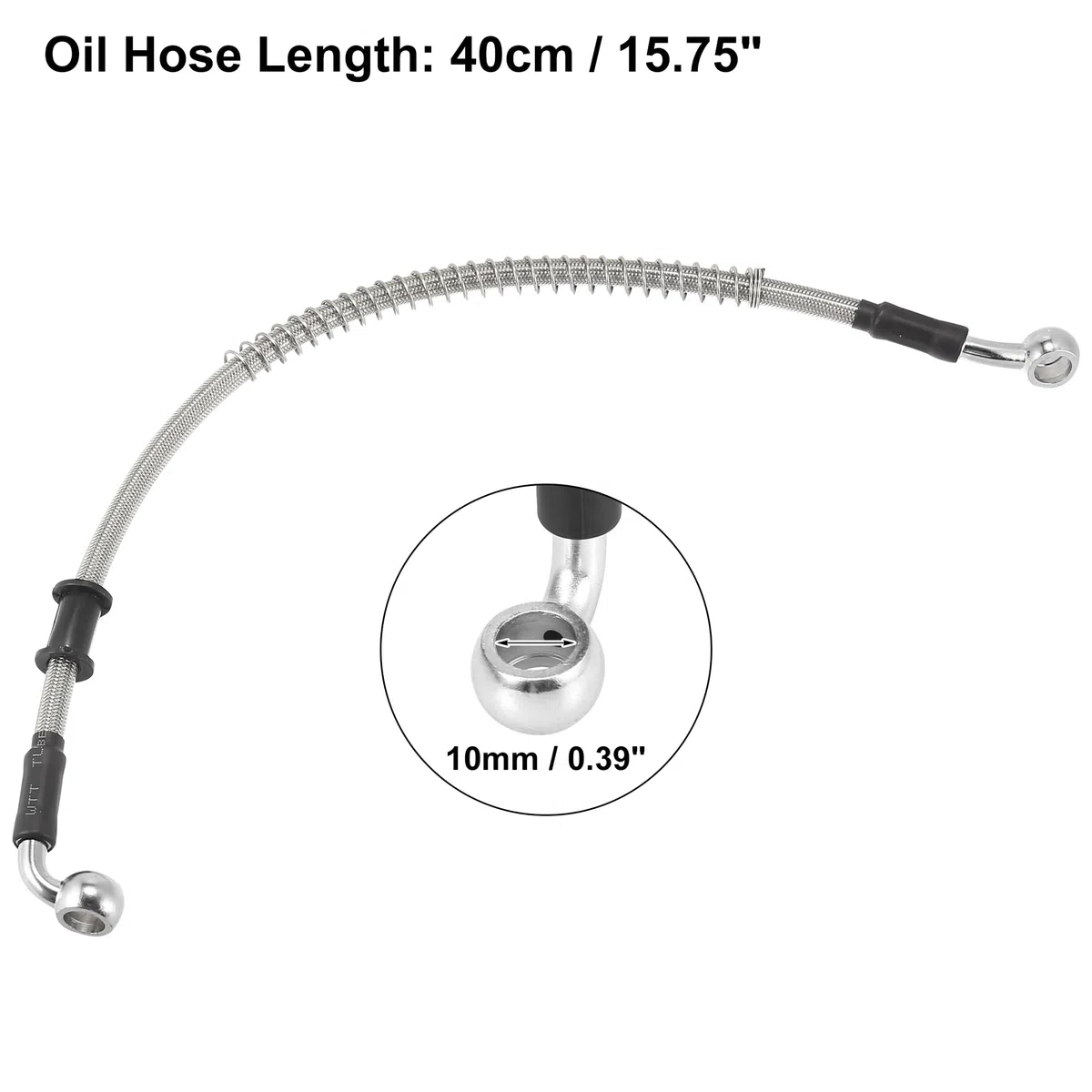 Motoforti Universal 40 cm 15.75" Manguera de Aceite para Freno y Embrague de Motocicleta, Tubo de Línea Hidráulica Reforzada, Acero Inoxidable Trenzado, Tono Plateado