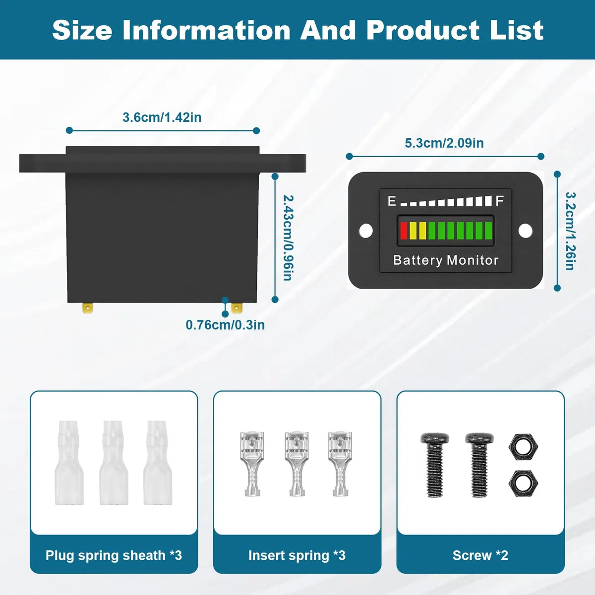 Indicador Medidor Batería LED 12V 24V 36V 48V 60V 72V, Monitor Capacidad Batería IPX65 Resistente al Agua, Dispositivo Visualización Voltaje, para Carrito Golf Cart, Club Car, Travel Trailer,Forklift