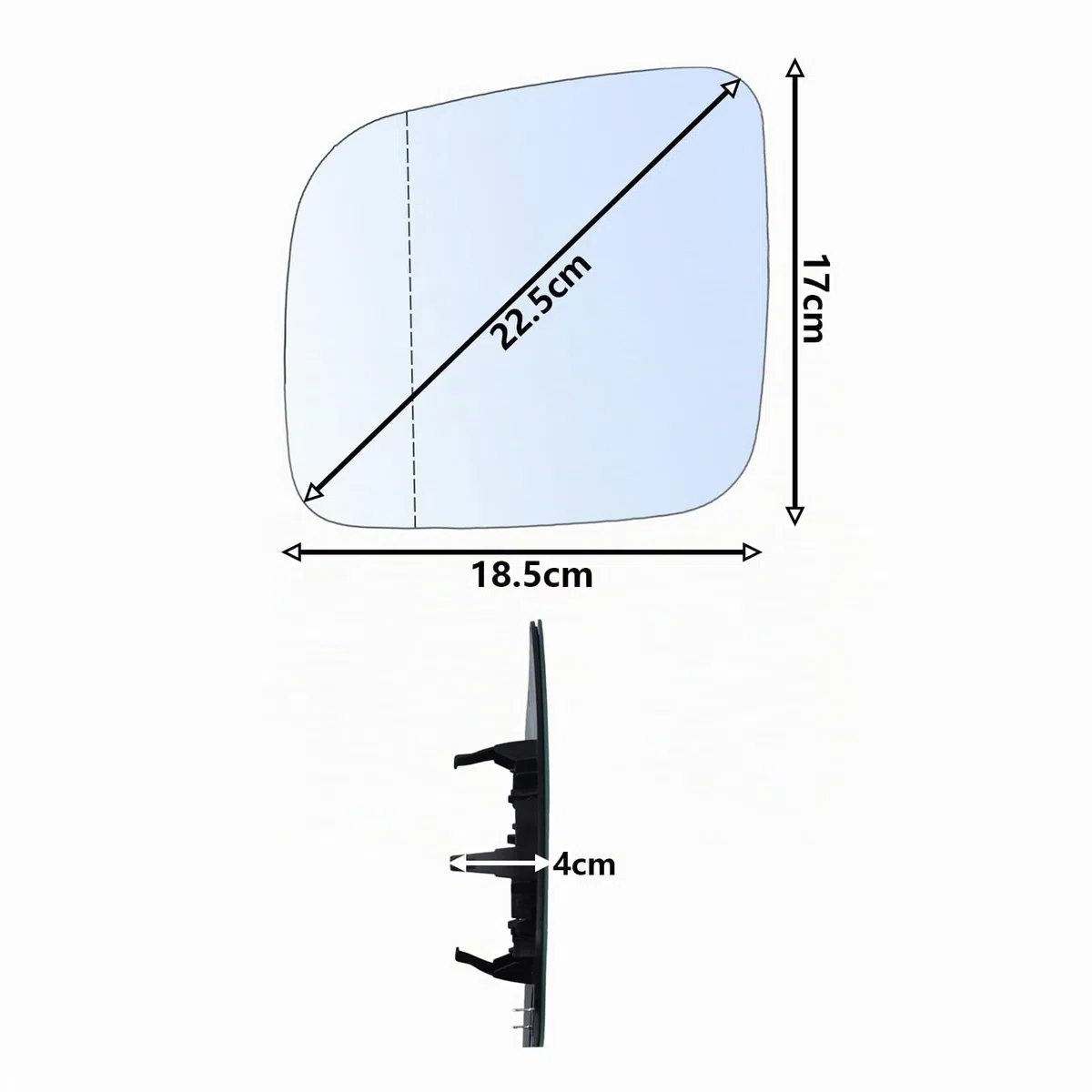 Cristal de Espejo Retrovisor Izquierdo Calefactable de Repuesto para VW T5 2003-2009, Caddy 2004-2015, Espejo Exterior Convexo para Marcha Atrás