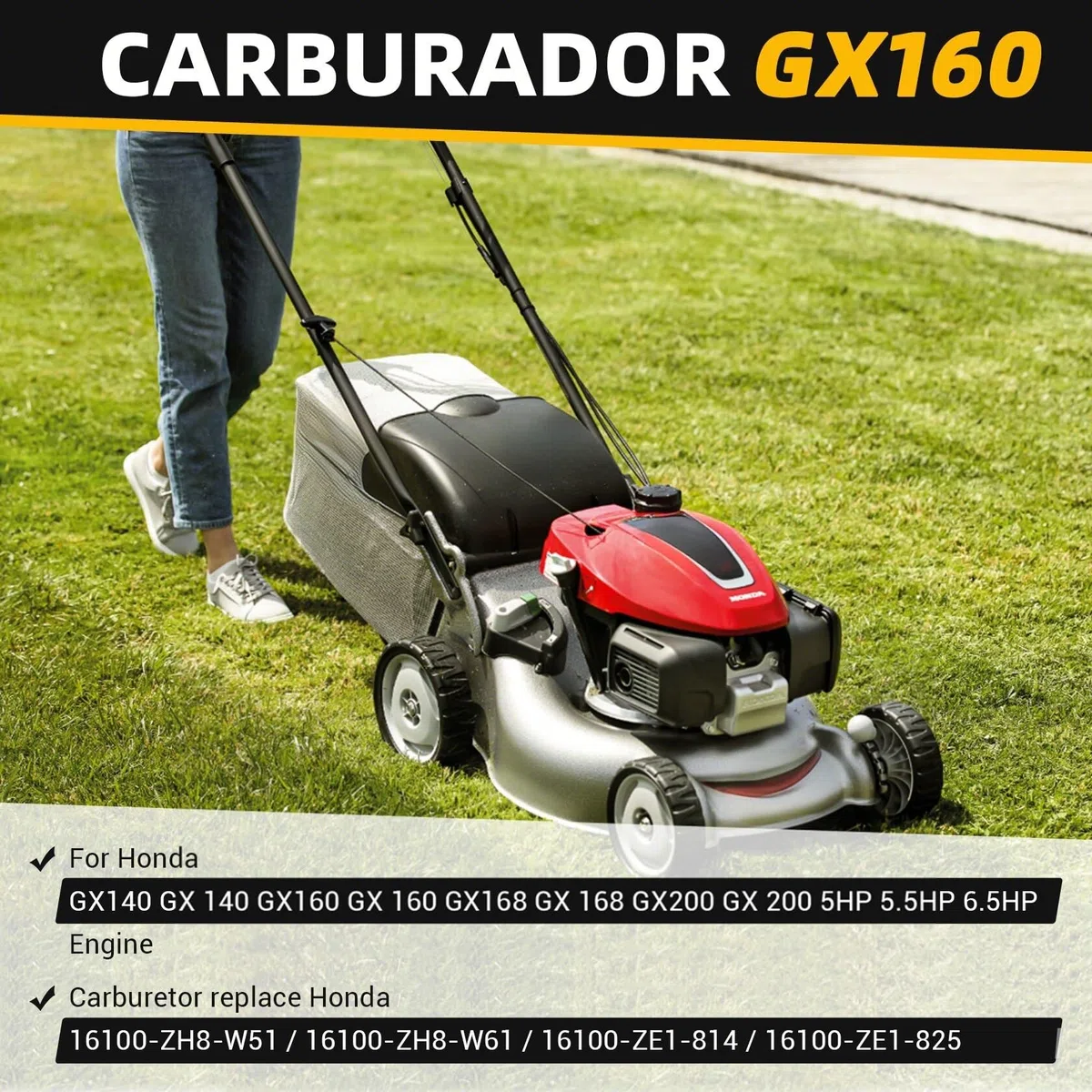 CarBole Carburador GX160 con Filtro de Aire Para Motores Honda GX140 GX168 GX200 GX160 5.5 HP GX200 6.5 HP Reemplazar 16100-ZH8-W61