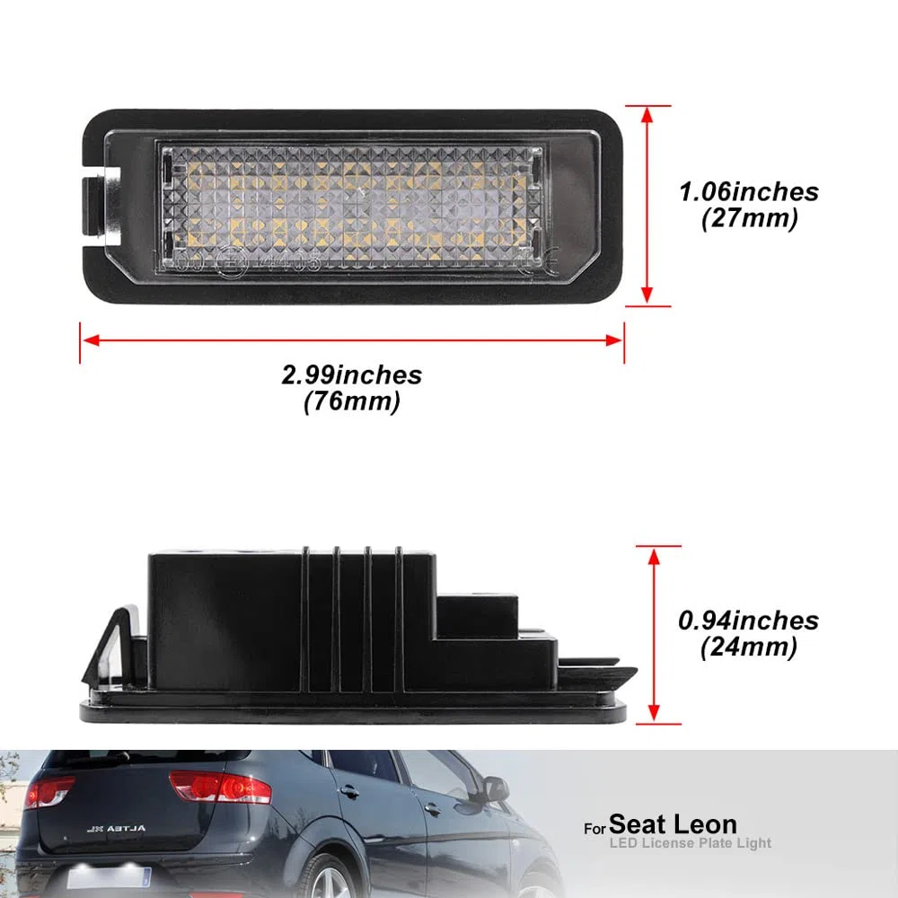 2 luces LED para matrícula compatibles con Seat Leon Mk2 Mk3, Altea XL, Van, Exeo ST/Kombi, lámpara matrícula trasera, iluminación placa LED matrícula 6000K blanco, CANbus sin error
