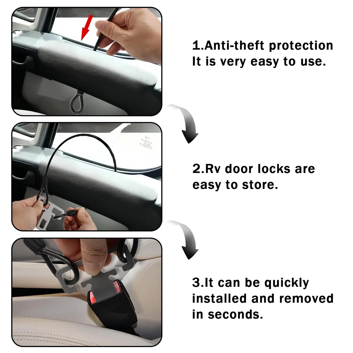 2 Set Protección contra robo para autocaravana: Protección contra robo para autocaravana, protección contra robo para la puerta de autocaravanas, resistente barra de seguridad de metal para