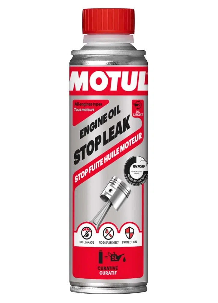 MOTUL Sellador de Fugas de Aceite de Motor, Aditivo Antifugas para Sistemas de Aceite, Repara Microfugas y Filtraciones, Compatible con Todos los Aceites de Motor, Engine Oil Stop Leak, 300 ml