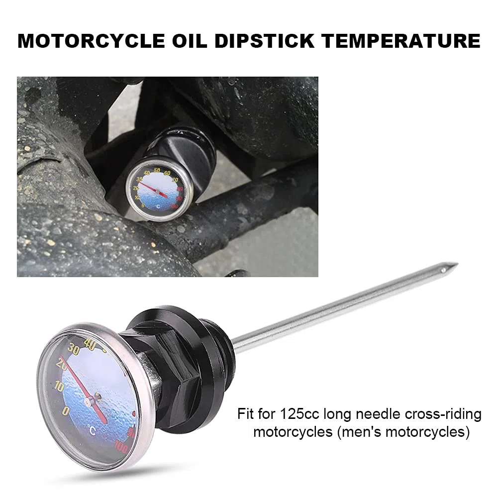 Vista De Aceite De Motocicleta, Monitoree Fácilmente La Herramienta De Motocicleta Compacta De Termómetro De La Varilla De Mediana De Aceite Y para Uso En El Hogar Y En El Hogar (Negro)
