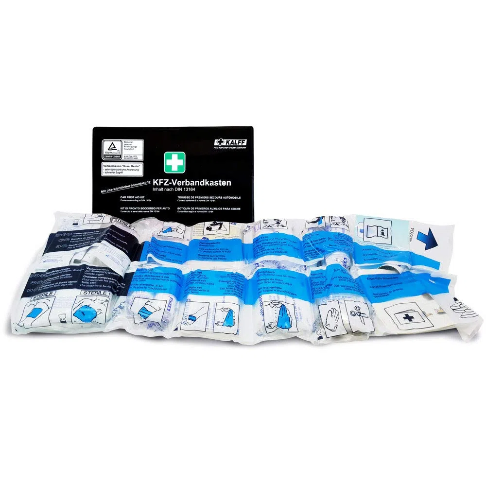 4R Quattroerre.it 16057 Kit de Primeros Auxilios Rígido para Coche Homologado DIN 13164