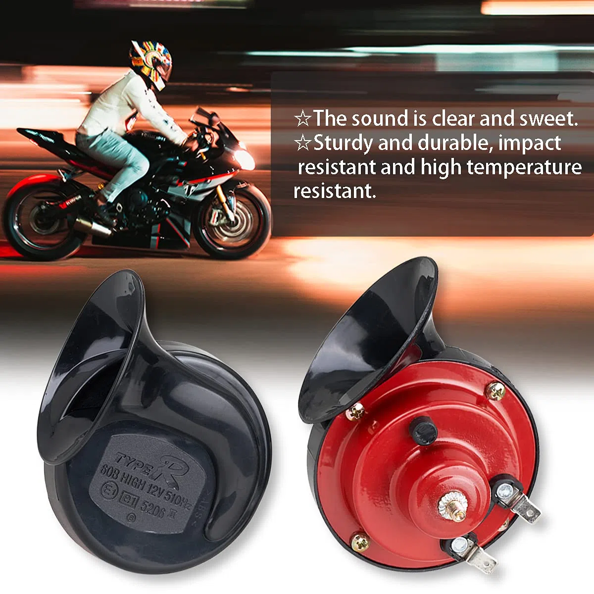 Kikuo Cuerno de Caracol Universal de Doble Tono, Bocina de Aire, con Forma de Caracol, Piezas Bocina de Coche para Coches Camiones Motocicletas Tren Barco, Fácil de Instalar (2 Piezas Rojo)