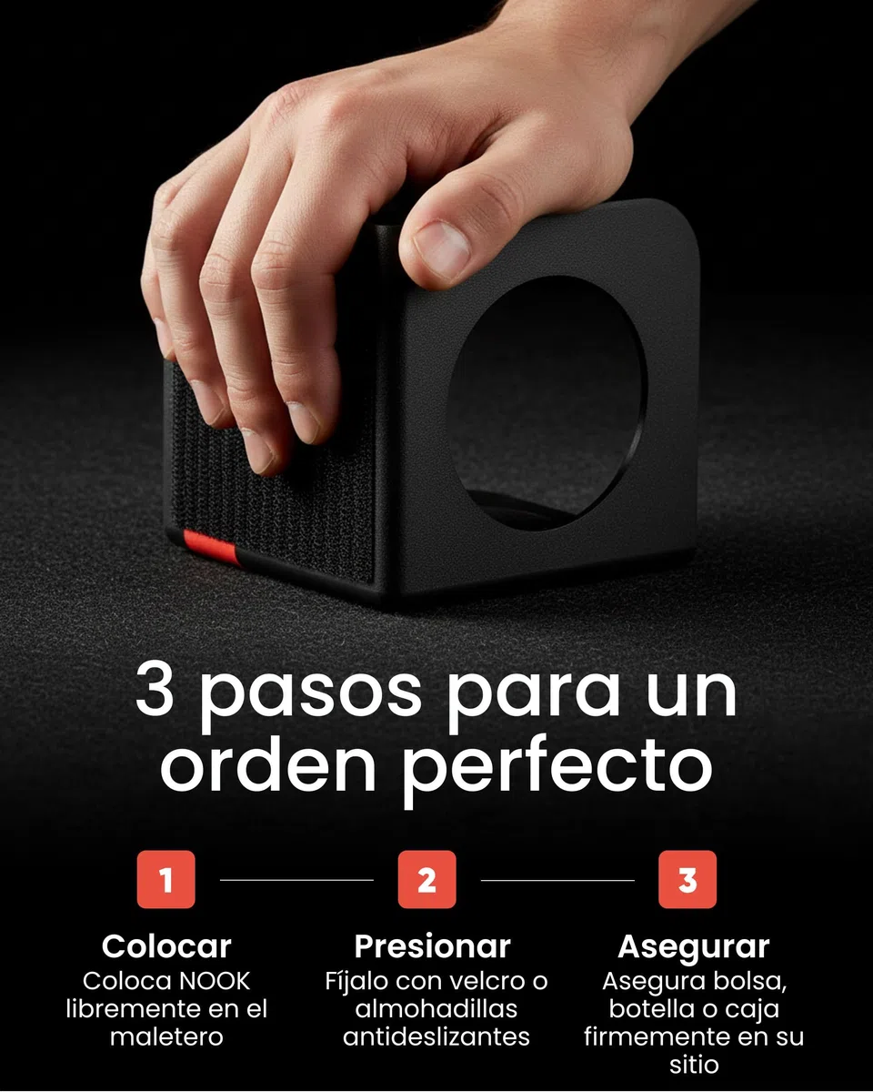 rati NOOK - Fijación de equipaje para el maletero I con velcro y almohadillas antideslizantes I Ayudante de ordenación I Ayuda de carga I Organizador I 2 pz – Negro reciclado