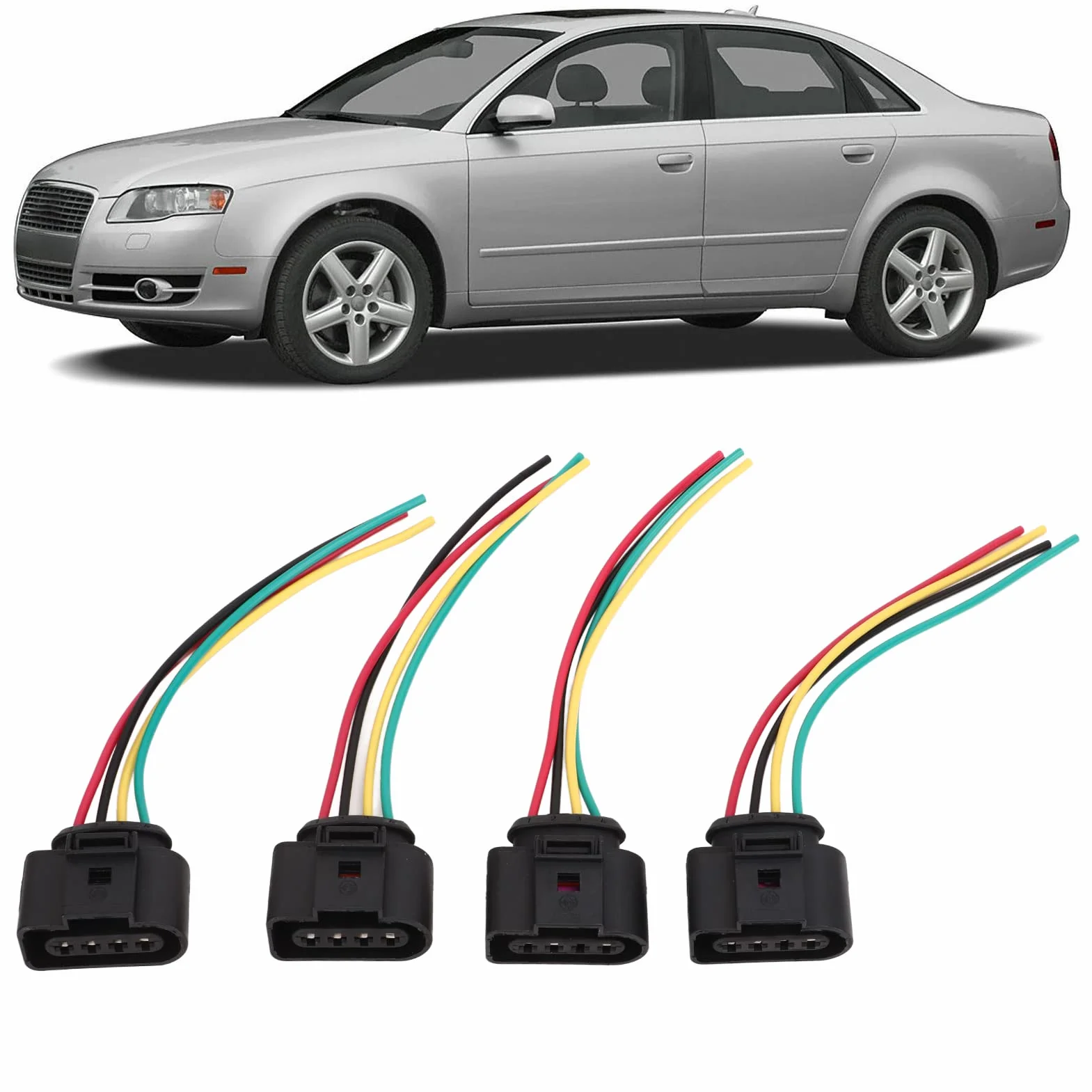 Tbest Set de 4 Conectores de Bobina de Encendido 1J0973724 Arnés de Reparación para Modelos 5000, A3, , , , A8, , , , RS4, RS6, S4, S5, S6, S8, TT