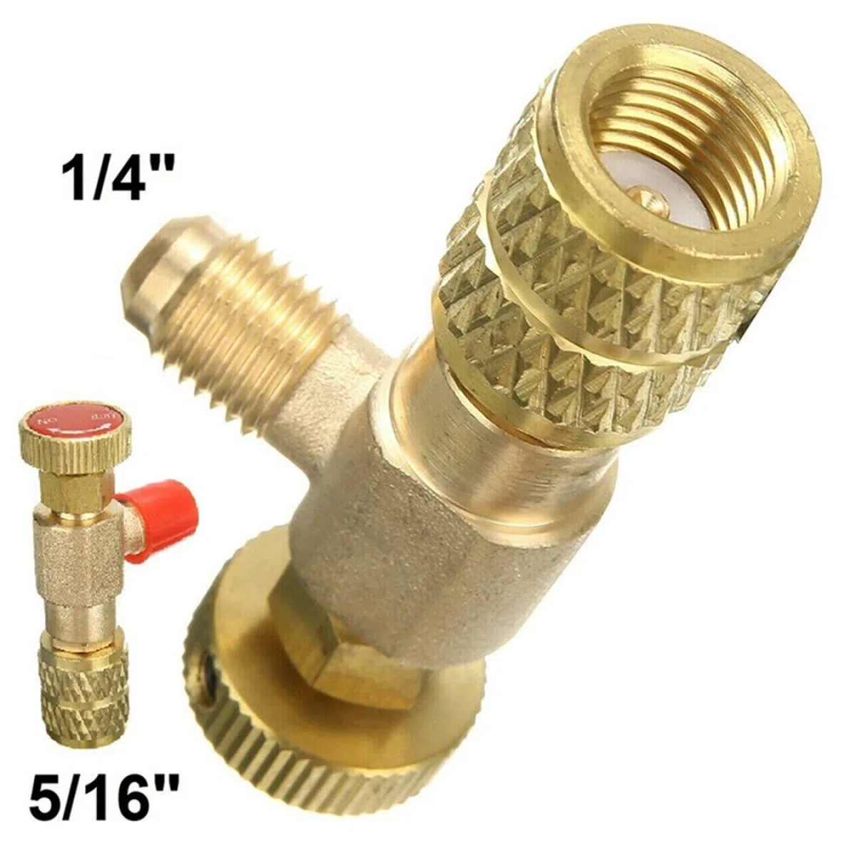 DAZZLEEX Adaptador de válvula de aire acondicionado R410A, manguera de carga R32 válvula de control macho de 1/4 pulgadas - hembra de 5/16 pulgadas