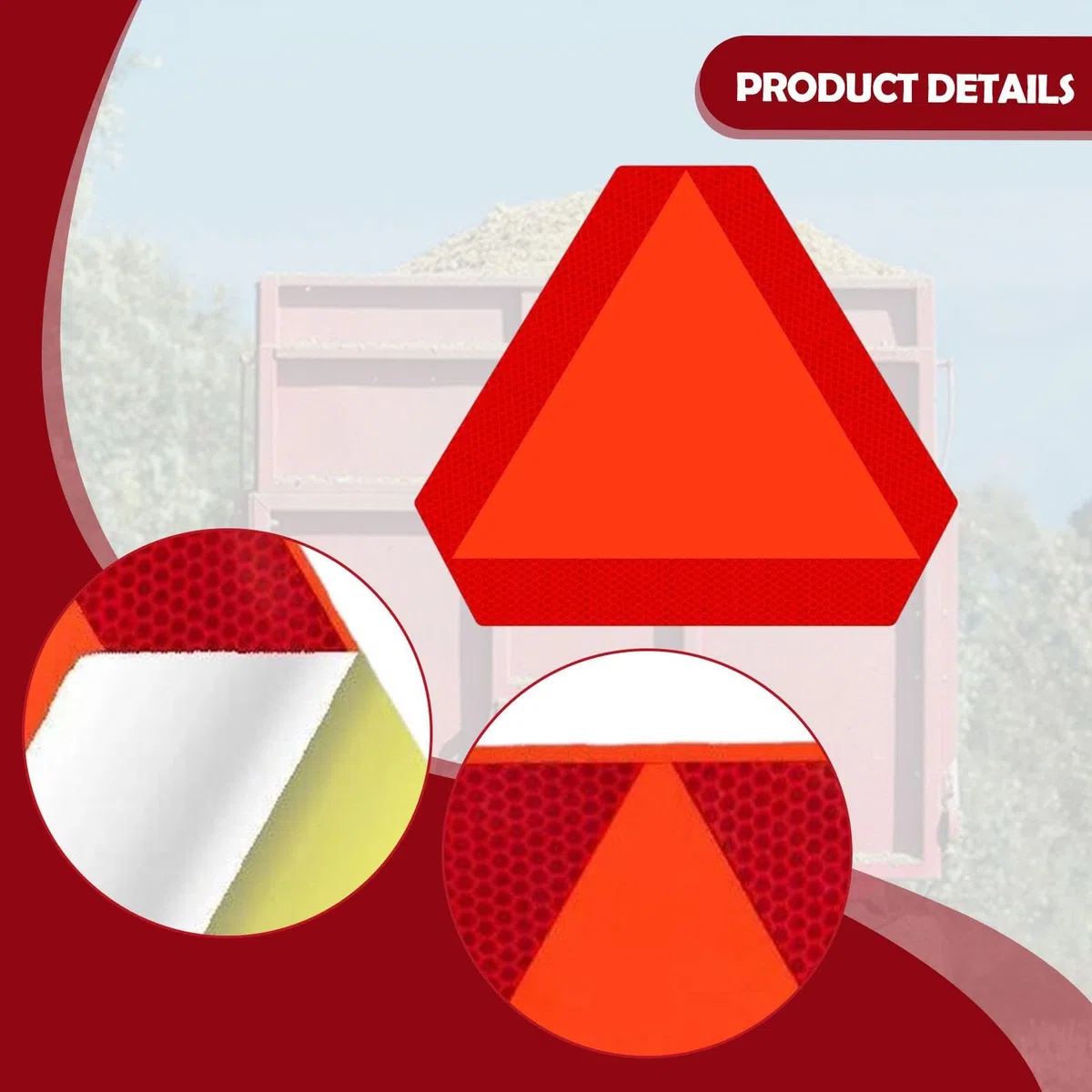 Harilla Señal de vehículo de movimiento, señal triangular, reflector, accesorios para carrito, calcomanía de PVC para maquinaria agrícola