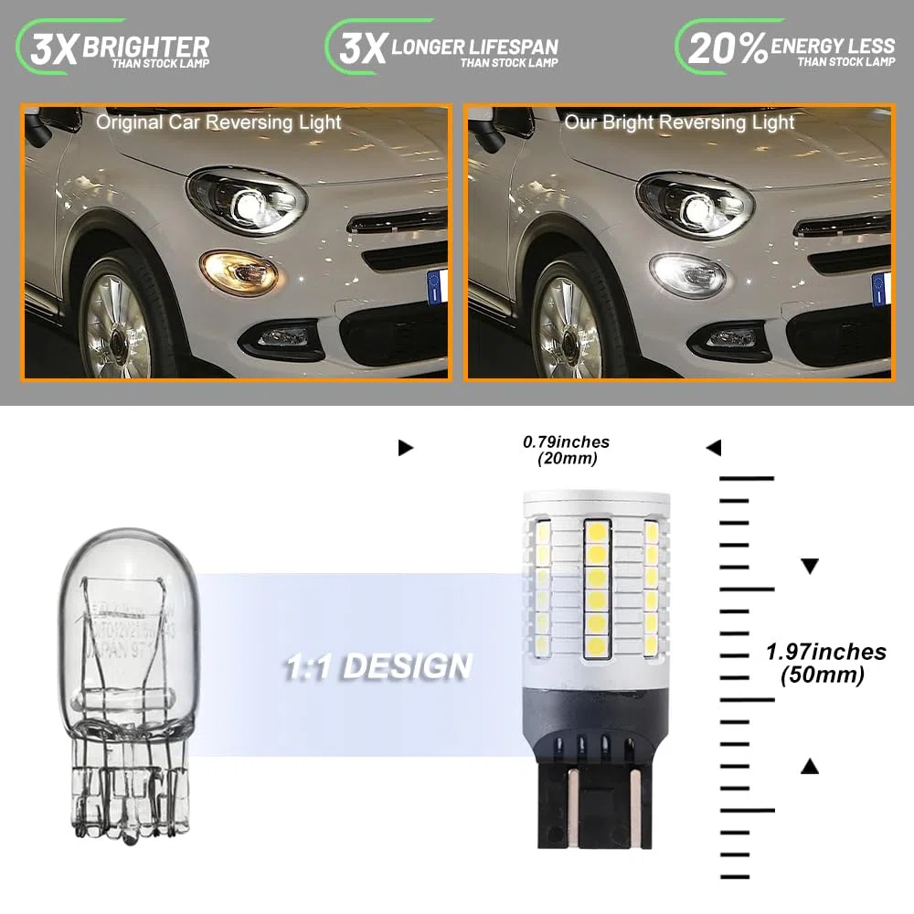 LED Drl bombillas de luz de circulación diurna para FIAT 500X Typ334 2018-2023 par de luces DRL 45 LED T20 CANBUS 6000K sin ERROR W21W luz Led de estacionamiento