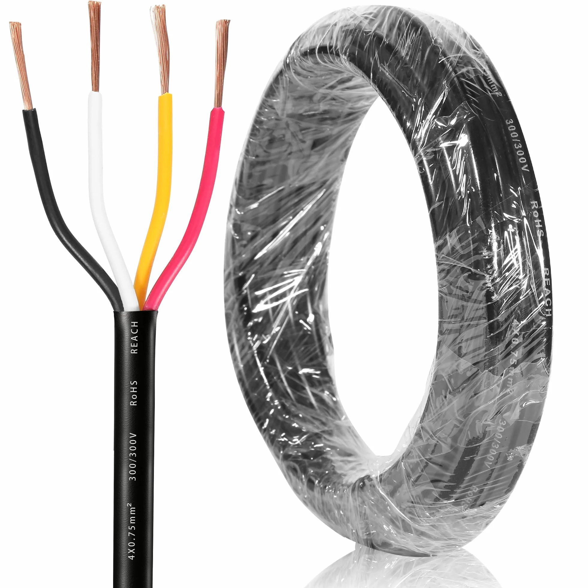 Cable de 4 Hilos para Remolque 5M,Cable de 4 núcleos Enchufe de Remolque,Cable Luces Remolque 4 Polos 12V 24V 48V 80V,Cable eléctrico para vehículo 4 x 0,75 mm²