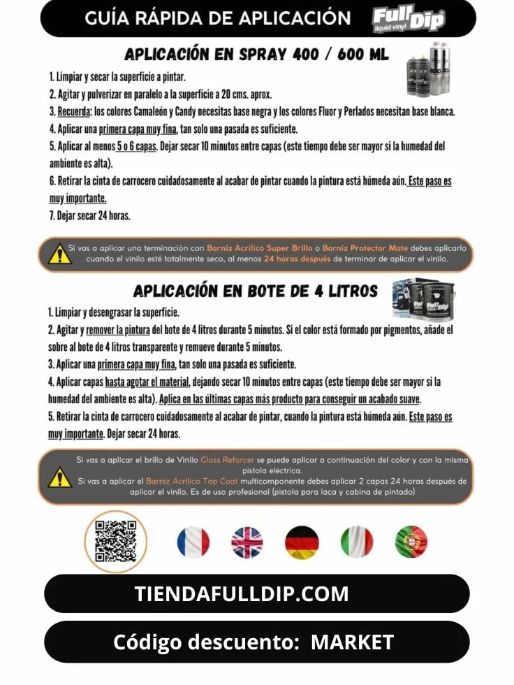 Vinilo Liquido Full Dip Negro BRILLO Full Dip Spray Calidad Europea