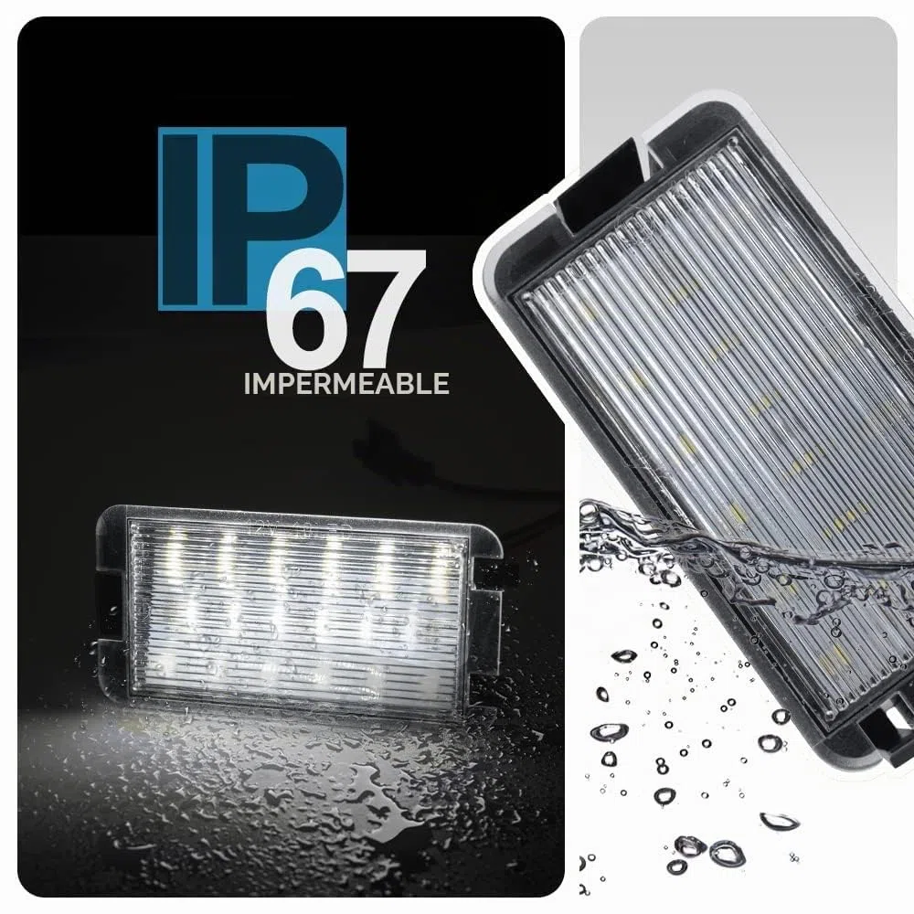 Luci Targa LED Compatibili con Seat Ibiza Cordoba Leon Toledo 1M Arosa, Fanale Posteriore Targa Lente Trasparente Super Luminoso Ricambio Accessorio 2 Pezzi