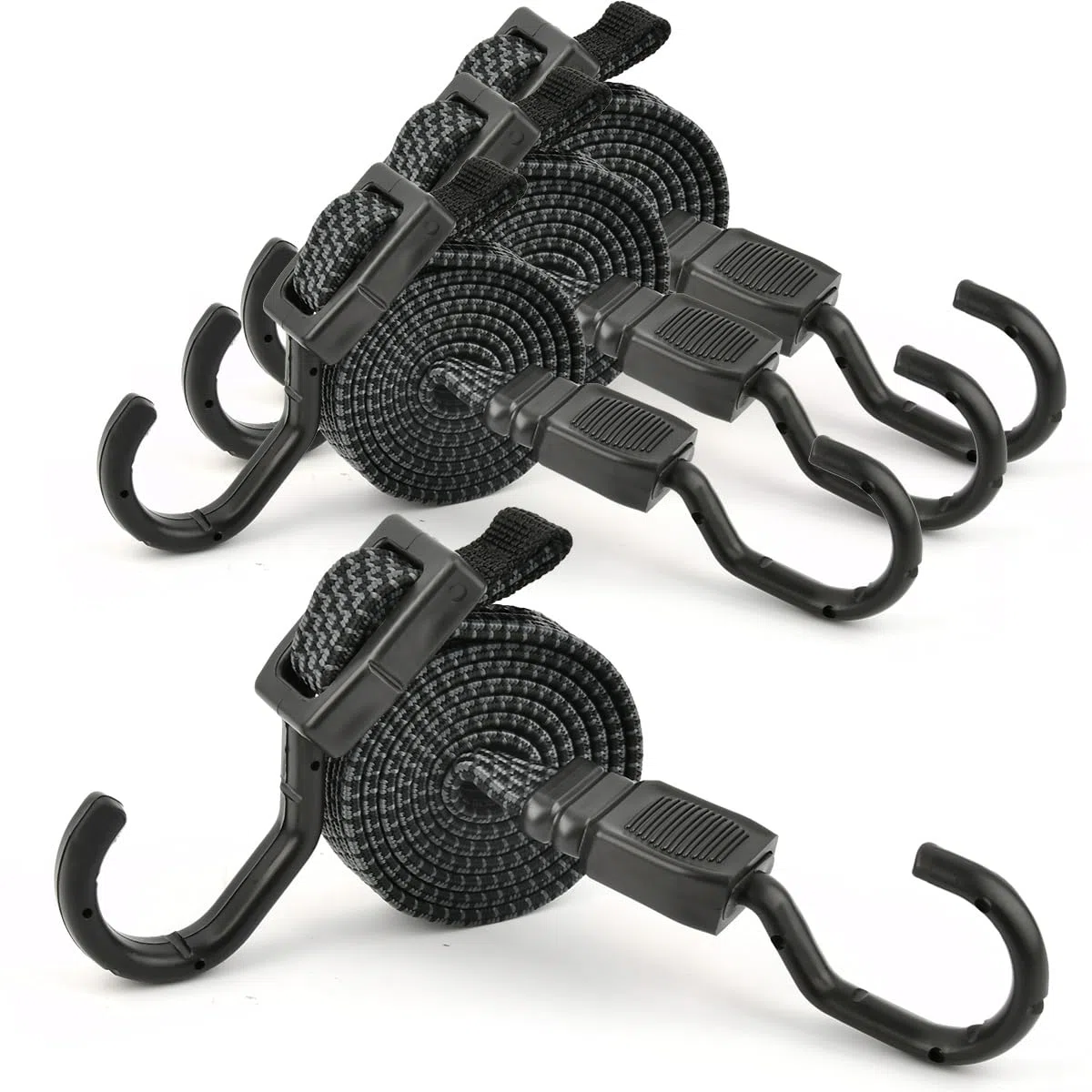 Cuerdas elásticas con Ganchos,Tensores de Equipaje Ajustables,Correas Elasticas Planas de Goma,Pulpos Elásticos Transporte,Cinchas de Amarre para Baca Coches,Toldos, Moto, Maleteros, Camping