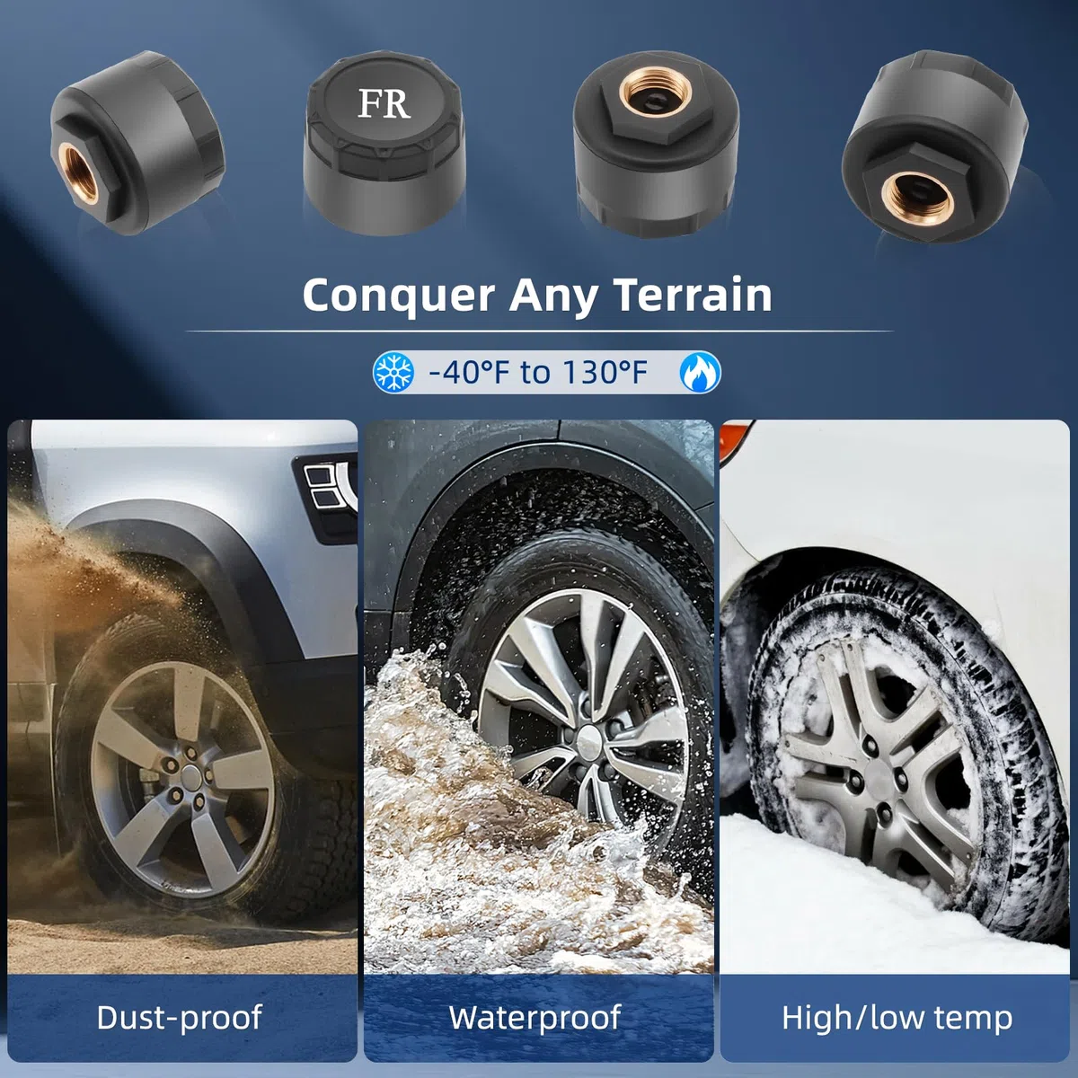 KAOLALI Sistema de control de presión de neumáticos TPMS inalámbrico, 4 ruedas, 3,5 bar/50 PSI Max, carga solar y magnética, para camiones, caravanas, autobuses