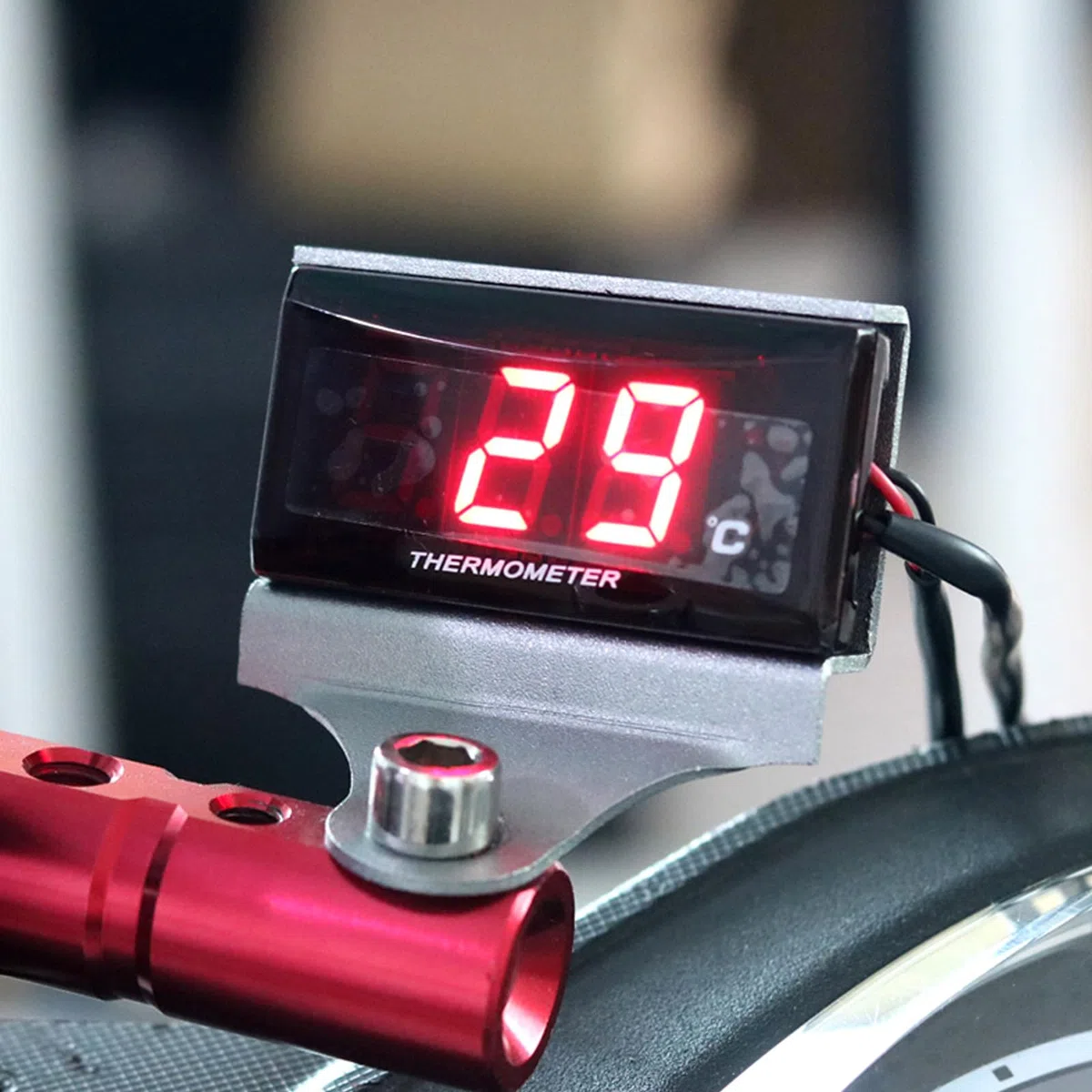 Instrumentos de termómetro de motocicleta universal pantalla digital sensor de temperatura con sonda de metal temperatura del agua más adaptador de sensor de medidor (22mm)
