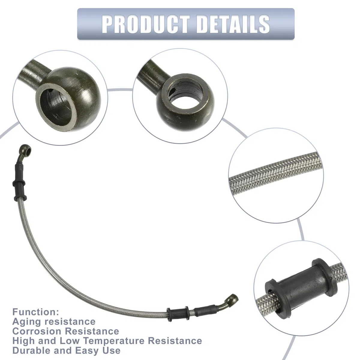 QUARKZMAN 1 Set 40Cm 1.31Ft Manguera de Freno Hidráulico para Motocicleta Con Tornillos