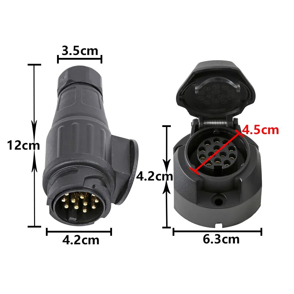 Enchufe Remolque 13 Pines - Conector Hembra/Macho 12V Impermeable para RV, Camión y Auto