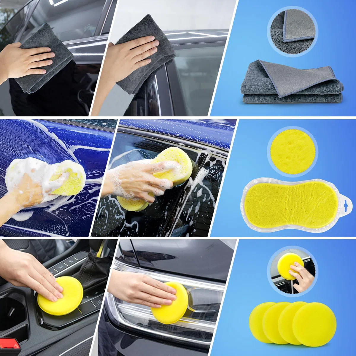 Kit Limpieza Coche, 21 Piezas Cepillo Limpieza Coche Kit de Limpieza Coche para Interior y Exterior Productos de Limpieza para Coche Kit Limpieza para Coche