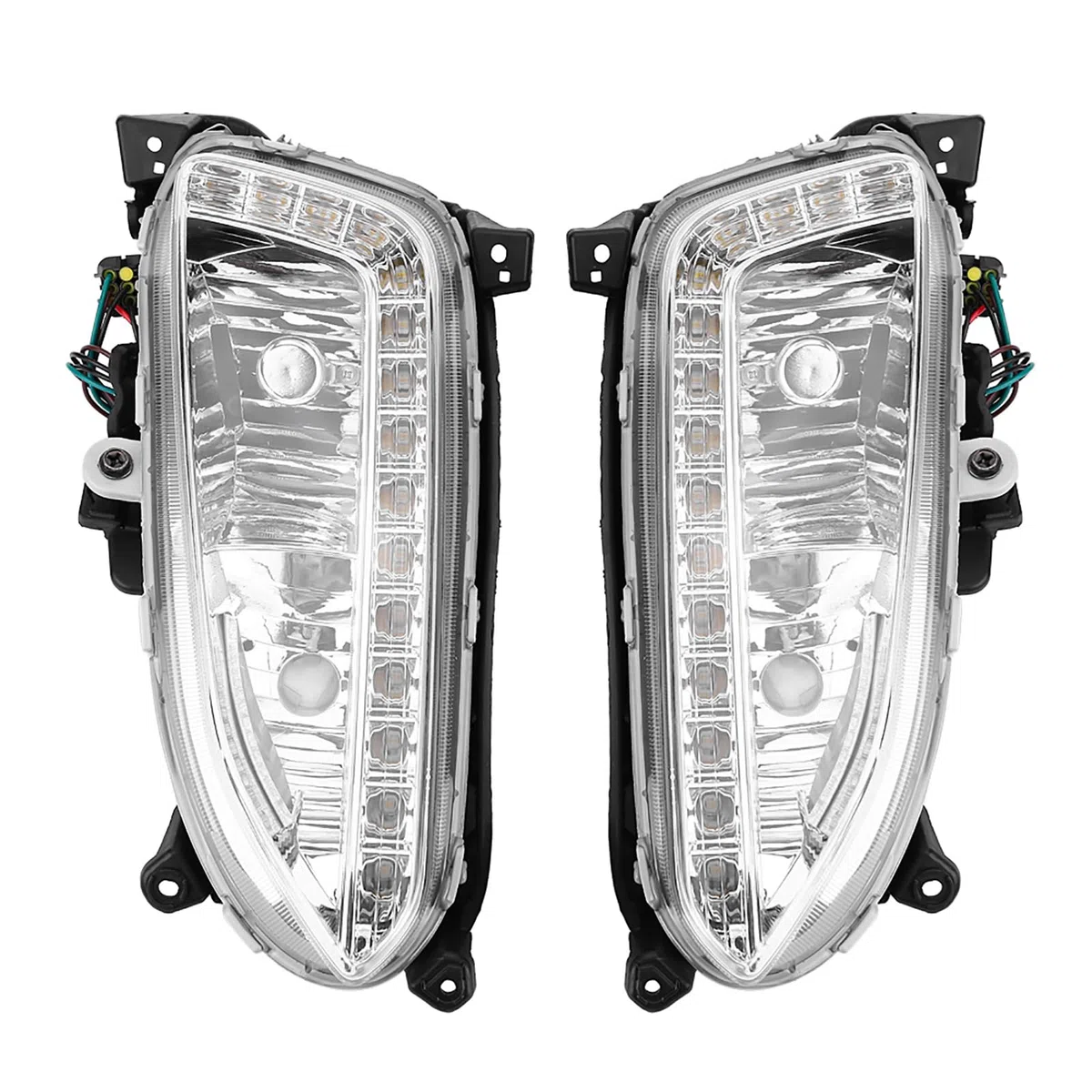 Tbest Luces Antiniebla Diurnas de Santa Fe, 1 par de Luces de Circulación Diurna para Coche, Cubierta de Lámpara Antiniebla Drl para Hyundai Santa Fe Ix45 2013 2015