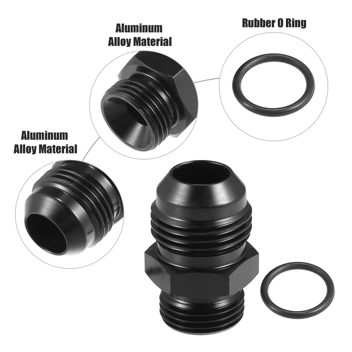A ABSOPRO AN8 a AN10 Combustible Riel Adaptador Conector Racor Negro - 4 Uds