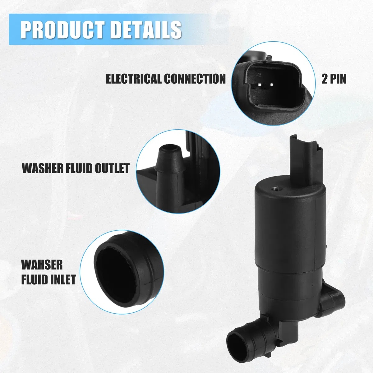 A ABSOPRO Motor de Bomba de Lavaparabrisas Compatible con Citroen C3 No.643471-1 Unidad